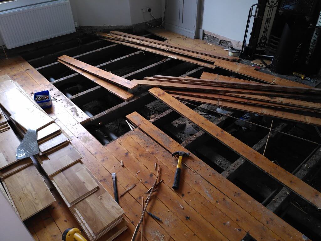 floors pulled up Glasgow Scottish retrofit and eco renovation