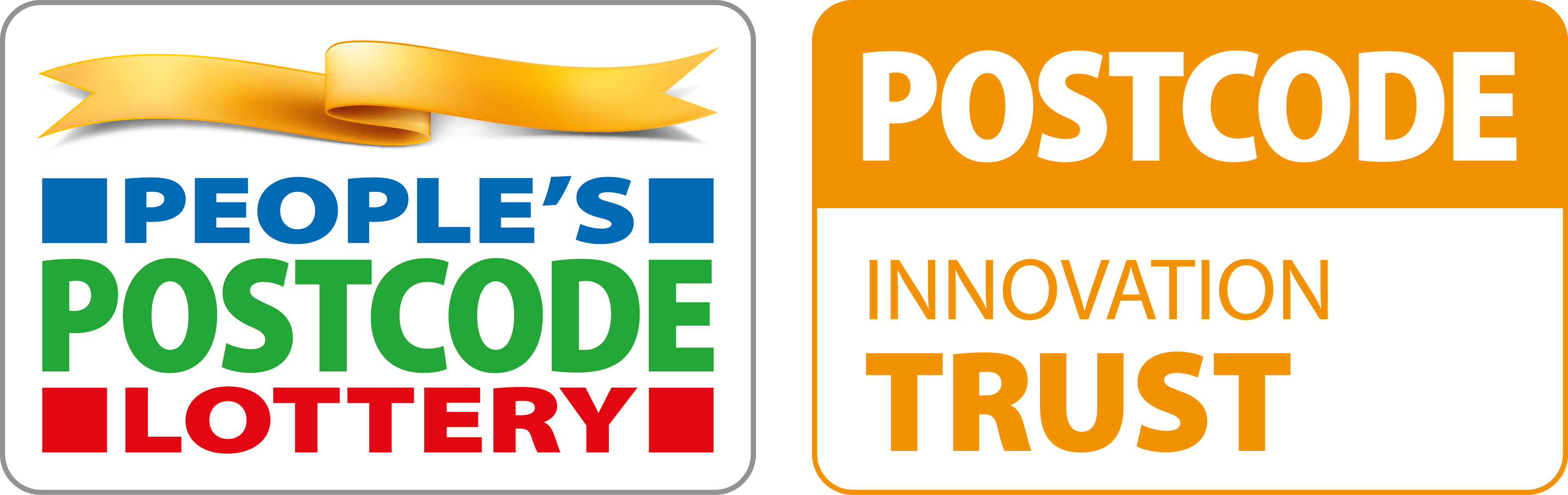 The dual logos of the People's Postcode Lottery and Postcode Innovation Trust