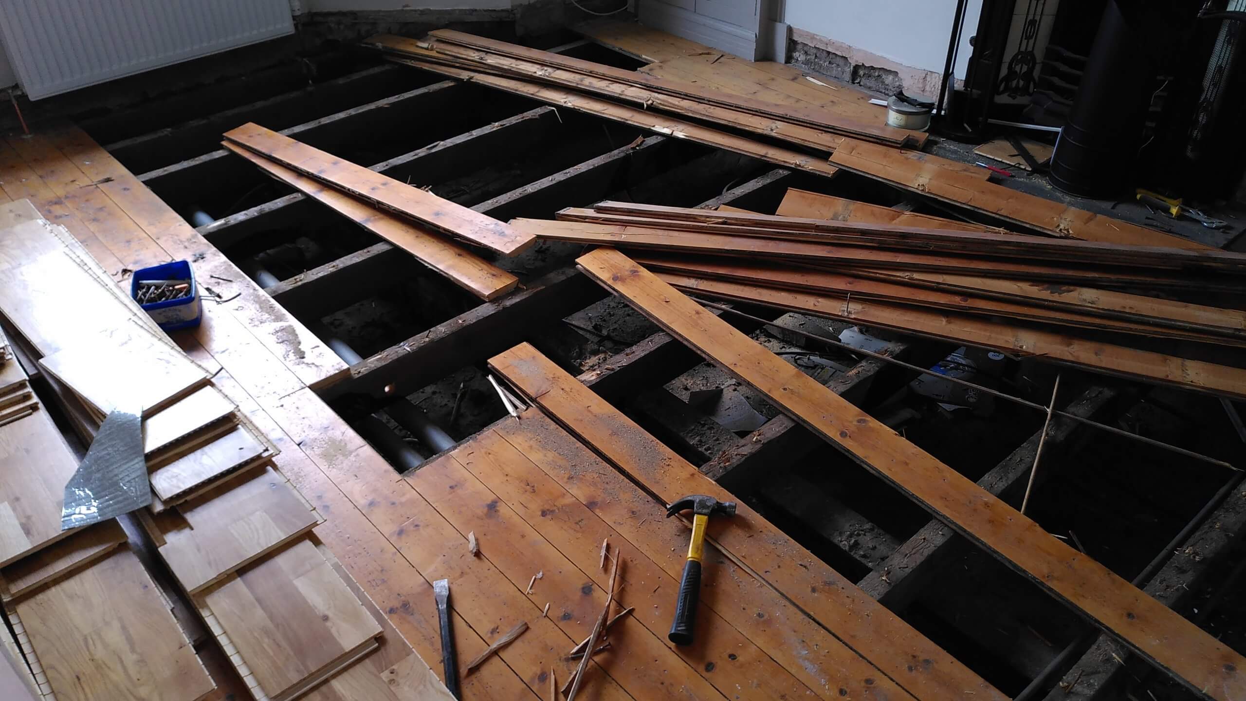 floors pulled up Glasgow Scottish retrofit and eco renovation